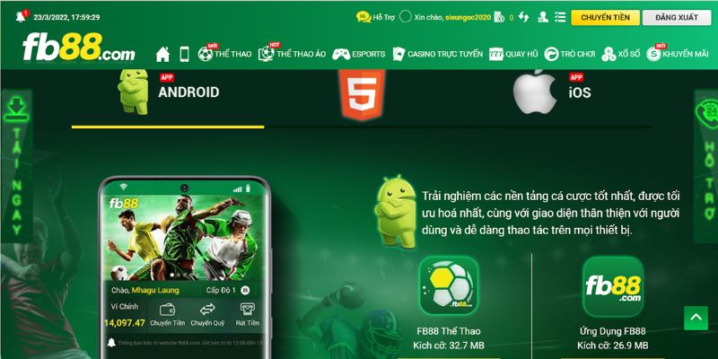 Thao tác tải app giúp cược thủ cá cược mọi lúc mọi nơi